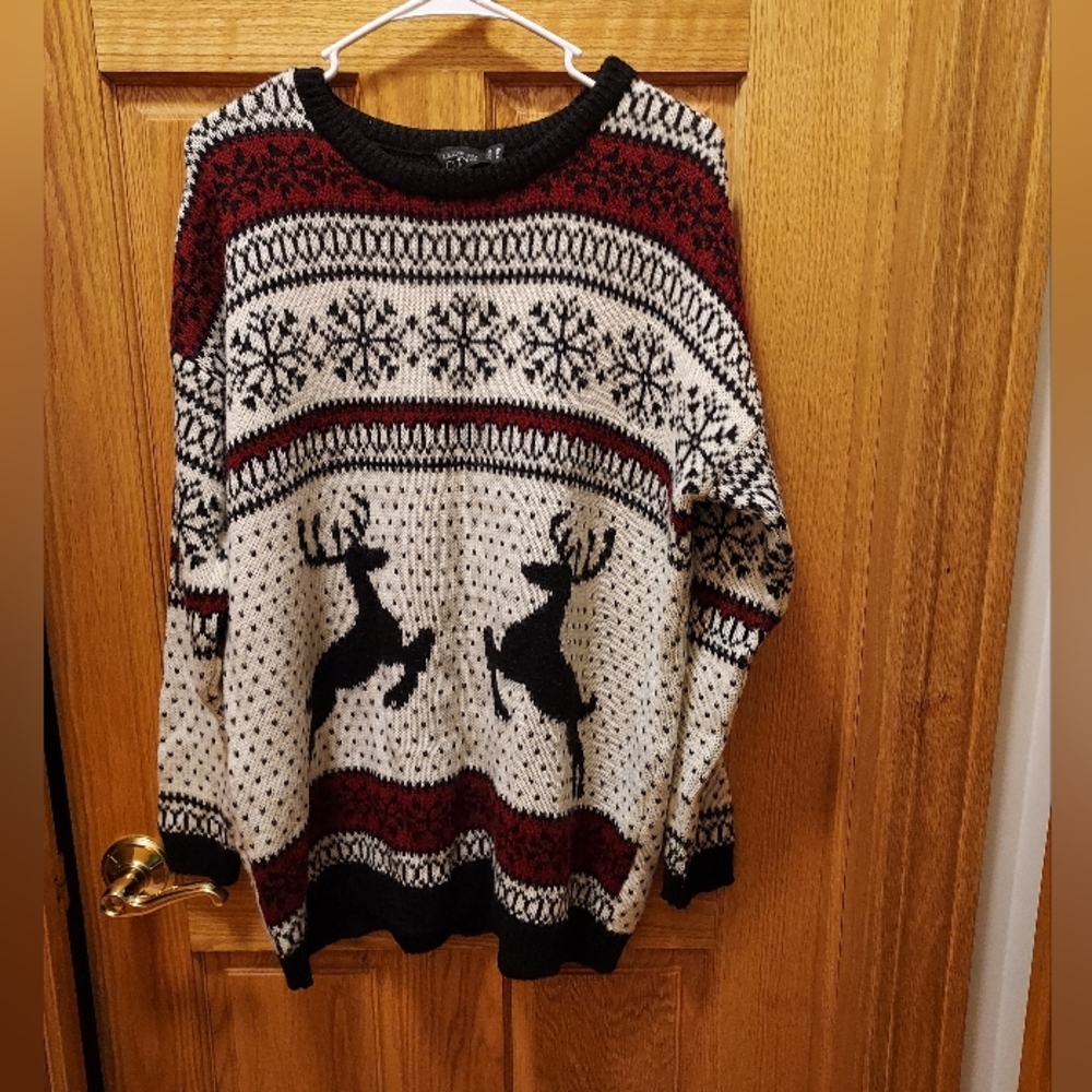 ASOS Curve Size 16 Reindeer Fair Isle Winter Heavy Sweater